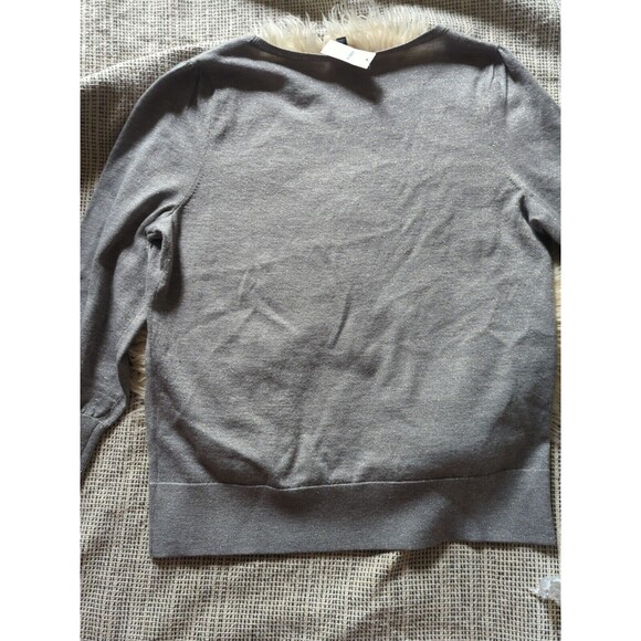 NWT Talbots Silver Sparkle Merino Wool Blend Sweater Gray Metallic Size Large - Picture 7 of 9